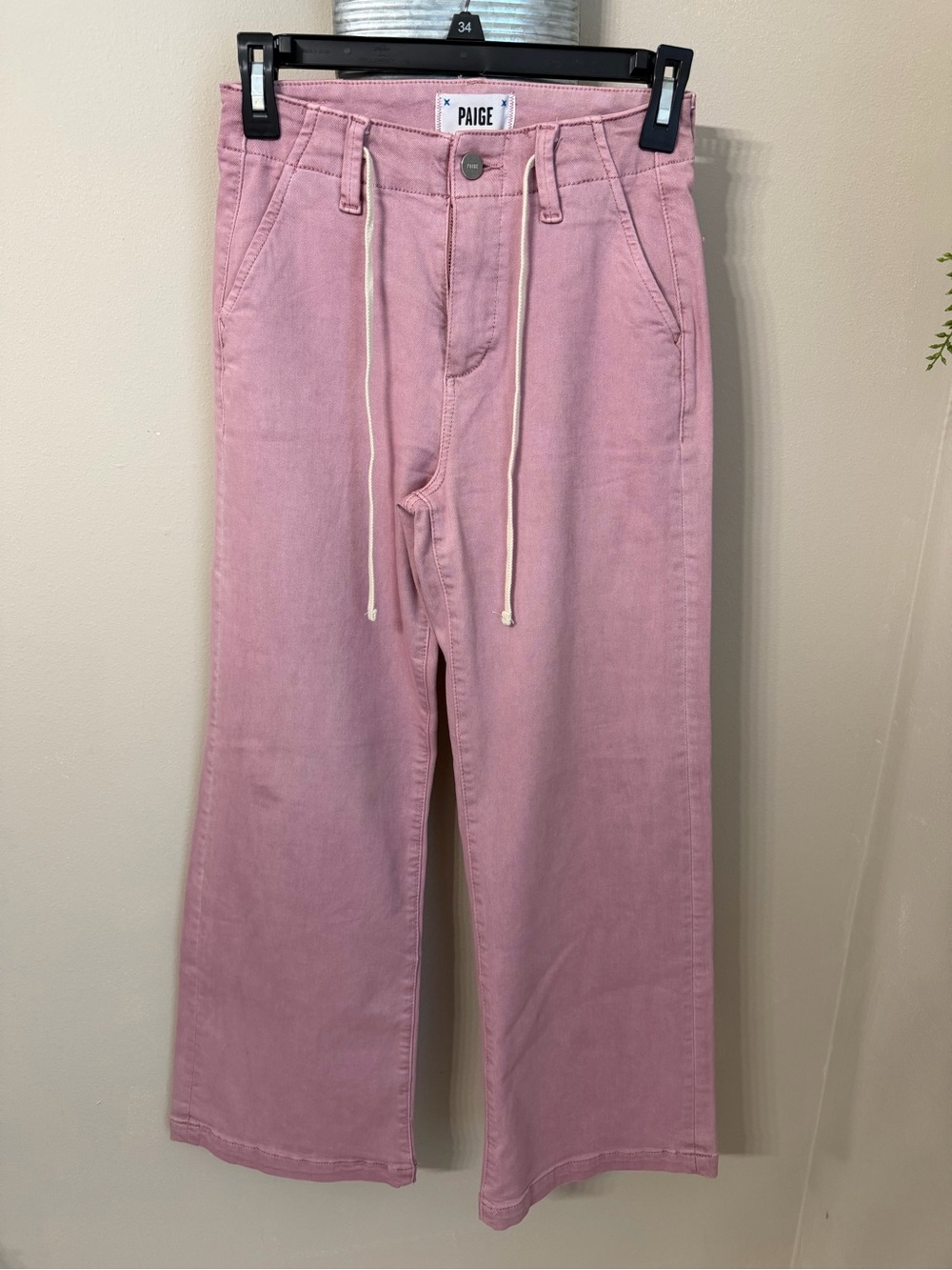 PAIGE Pink Wide-Leg Drawstring Pants